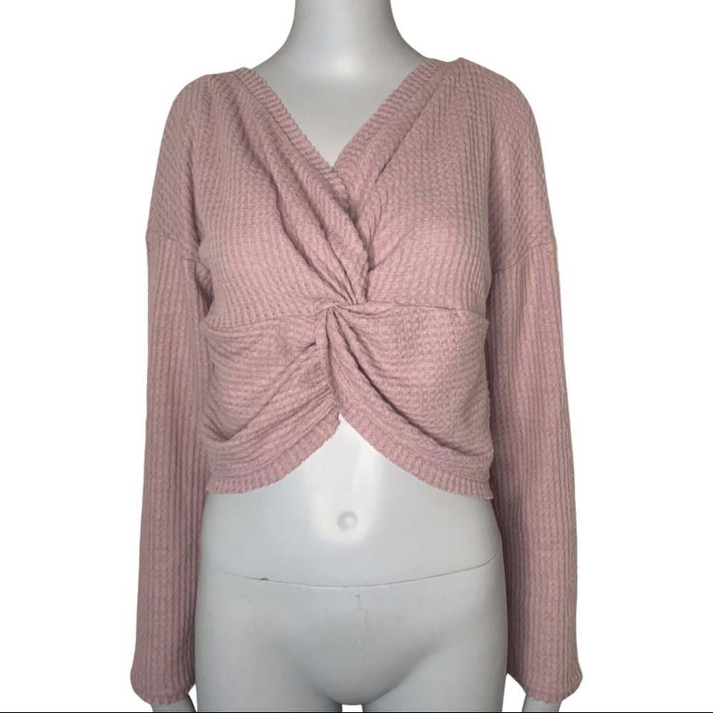 URBAN OUTFITTERS Out From Under Olivia Twist Front Cropped Top Textured Knit M - Picture 15 of 16